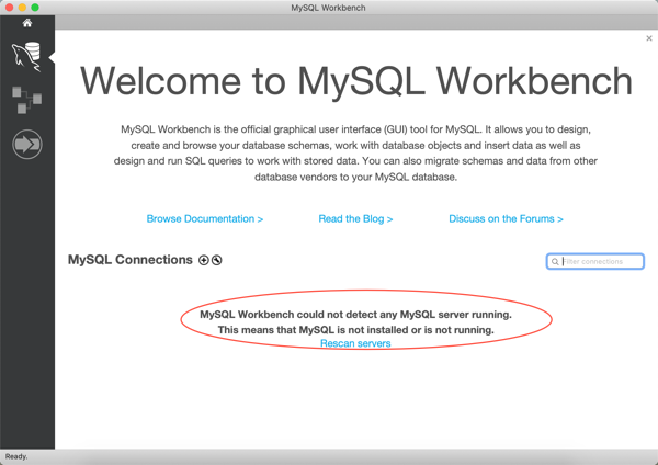 MySQL Workbench kan geen MySQL server vinden